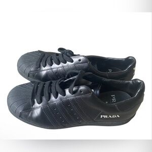 Prada x Adidas Black Leather Sneakers – UK 6 / US 8 – Excellent Condition
